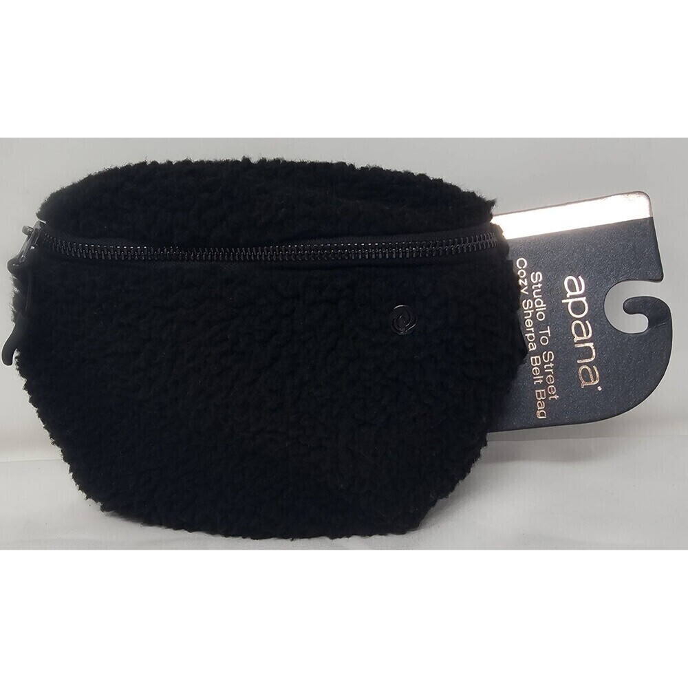 Apana Studio To Street Cozy Sherpa Belt Bag In Black NWT 8.5"x6.5"